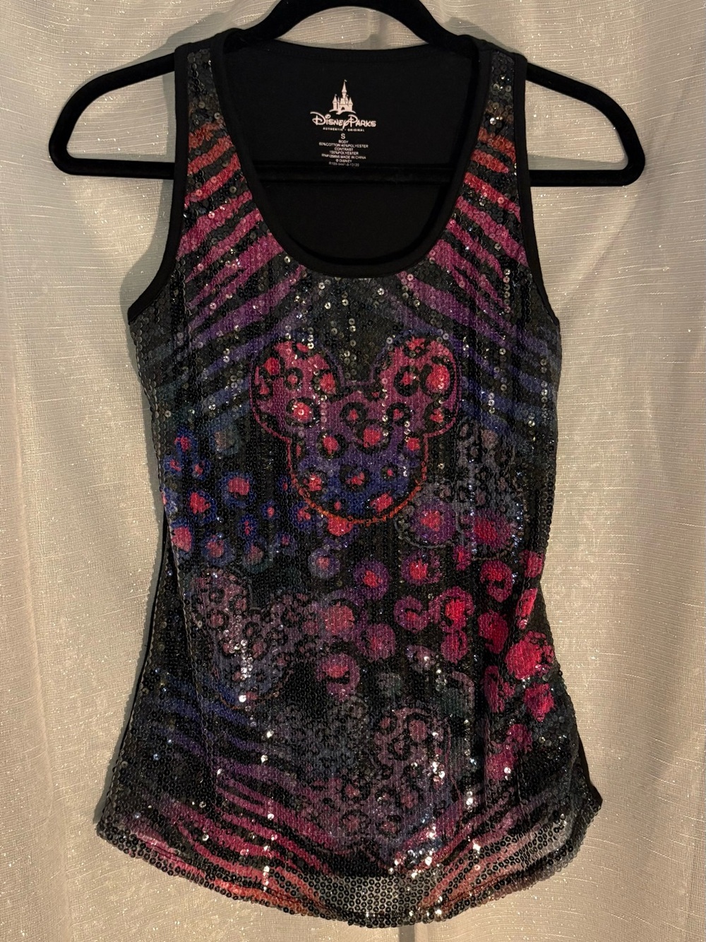 Disney Parks Authentic Minnie Mouse Wild Animal Print Sequin Tank Top
